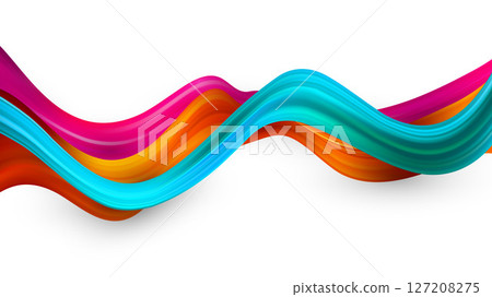 Abstract colorful vector background, color flow liquid wave for design brochure, website, flyer. Stream fluid. Acrylic paint BG 127208275