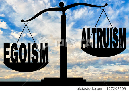Egoism word takes precedence over the word altruism on the scales Egoism word takes precedence over the word altruism on the scales 127208309