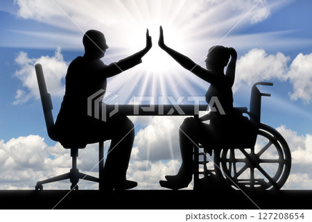 Inclusive Teamwork Success Businesspeople High Five Bright Future Disability Equality 127208654