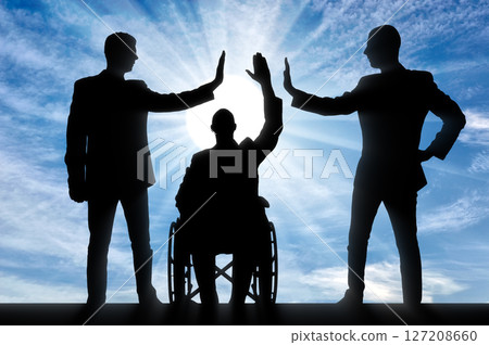 Empowering Teamwork Inclusive Workplace Success Disabled Person Businessmen Support Collaboration Empowering Teamwork Inclusive Workplace Success Disabled Person Businessmen Support Collaboration 127208660