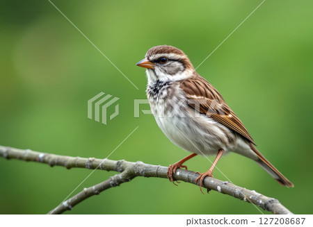 Common Sparrow Sitting on a Branch. 127208687