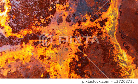 rusty metal texture background, a rusty, oxidized metal surface with vivid orange and brown tones, showcasing a grunge texture ideal for backgrounds and industrial design 127208733