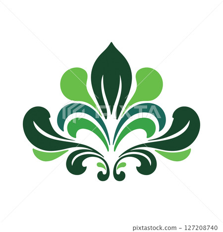 Elegant Green Floral Damask Design Perfect for Backgrounds and Logos 127208740