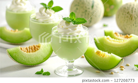 初夏玻璃甜點:蜜瓜慕斯 初夏玻璃甜點:蜜瓜慕斯 127208773