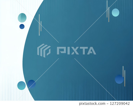 具有圓圈和線條、淺藍色和綠色的現代幾何商業背景 127209042