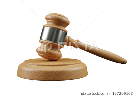 Wooden gavel and sound block representing justice law and auction 127209108