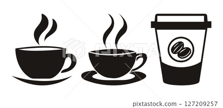 Coffee Cup Icons Black and White Coffee Images Cafe Graphics Beverage Illustrations Coffee Cup Icons Black and White Coffee Images Cafe Graphics Beverage Illustrations 127209257