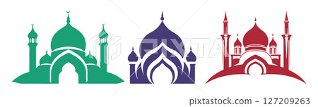 Mosque Icons Green Purple Red 127209263