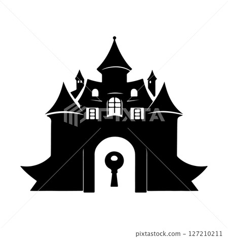 Keyhole Castle Silhouette Gothic Mansion Gate Stock Image 127210211