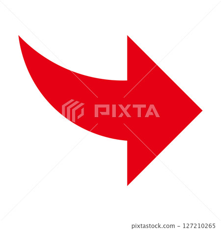 Simple and flat red arrow on white background 127210265