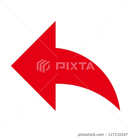 Simple and flat red arrow on white background Simple and flat red arrow on white background 127210267