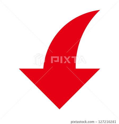 Simple and flat red arrow on white background Simple and flat red arrow on white background 127210281