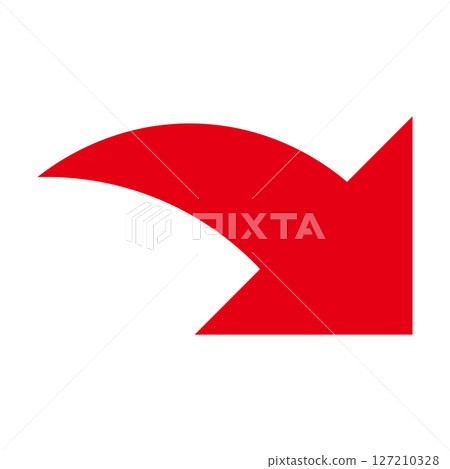 Simple and flat red arrow on white background 127210328