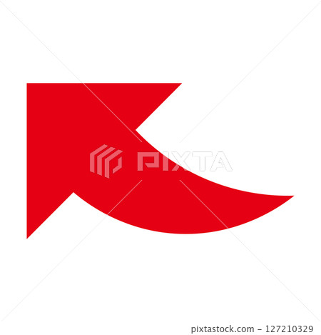 Simple and flat red arrow on white background 127210329