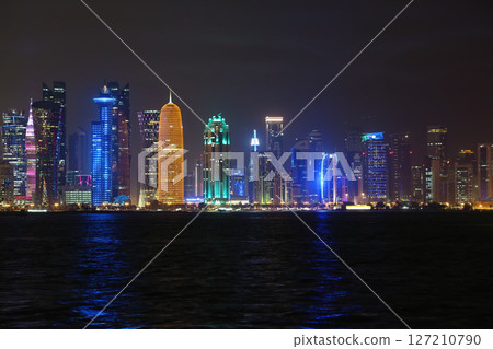 Financial centre in Doha city at night, Qatar Financial centre in Doha city at night, Qatar 127210790