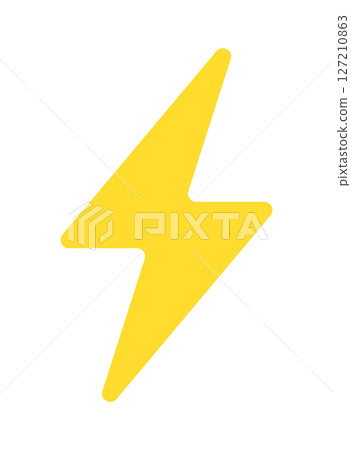 簡單而流行的黃色閃電圖標 - 電、雷、電擊和痛苦的圖像素材 127210863