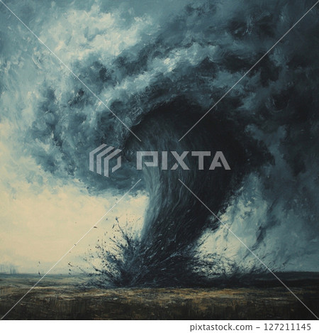 Powerful Tornado Sweeping Through Rural Field Powerful Tornado Sweeping Through Rural Field 127211145