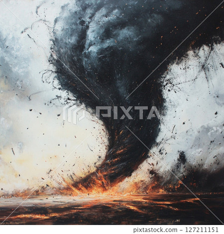 Powerful Tornado Sweeping Through Rural Field Powerful Tornado Sweeping Through Rural Field 127211151