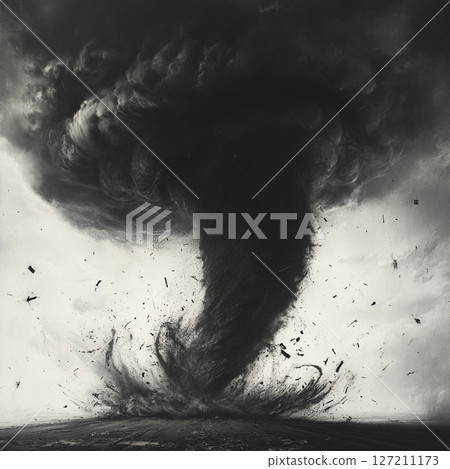 Powerful Tornado Sweeping Through Rural Field 127211173