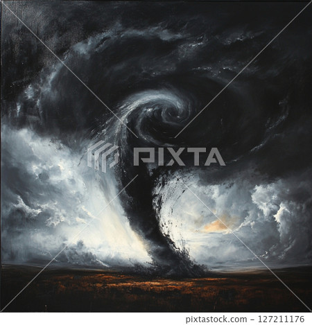 Powerful Tornado Sweeping Through Rural Field 127211176