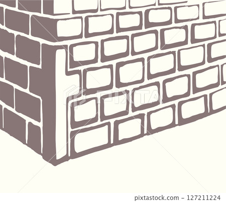 Vector drawing. Cornerstone at the base of the wall 127211224