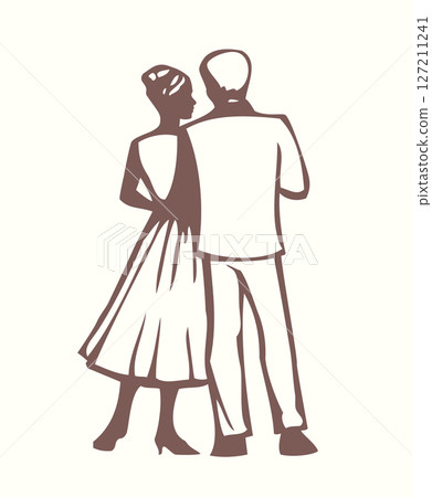 Vector drawing. Dating man and woman 127211241