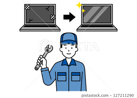 一名男修理工指導筆記型電腦維修 127211290