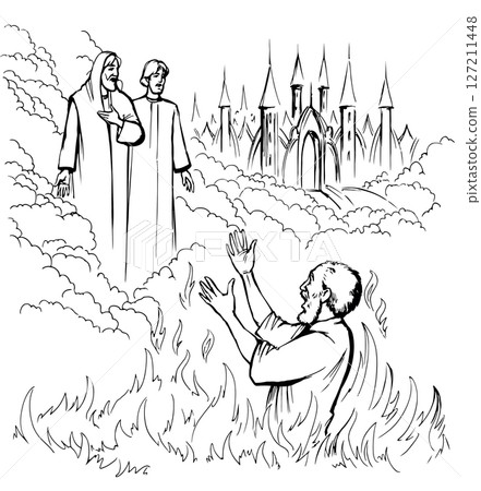 Vector drawing. Man in the hell 127211448