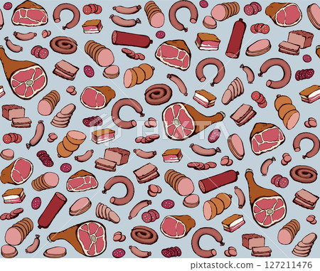 Meat production. Vector drawing food 127211476