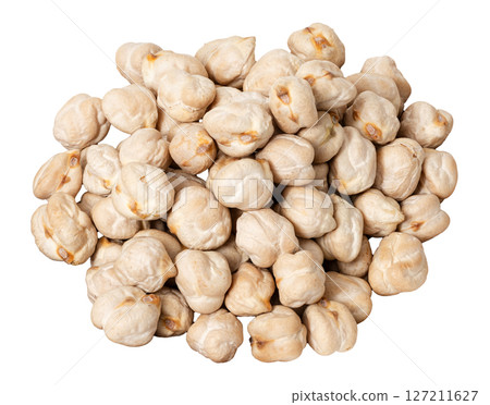 Pile of raw chickpeas cut out 127211627