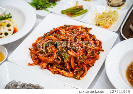 Korean food. Octopus with Vinegar Dressing 127211969