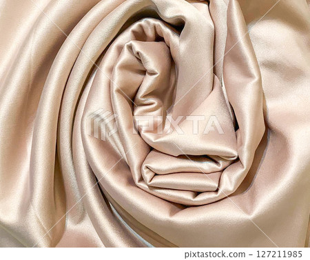 Silk bed-colored fabric. silk background 127211985