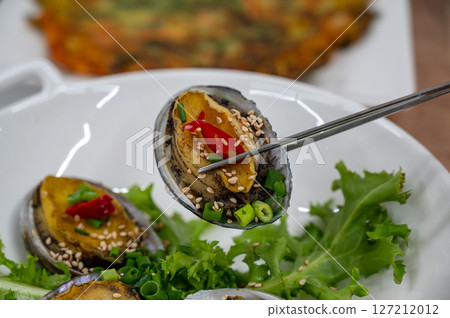 Korean food. Grilled abalone Korean food. Grilled abalone 127212012