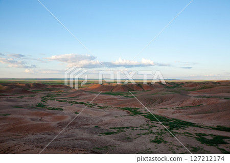 Red stupa rocks landscape, Mongolia. Gobi desert Red stupa rocks landscape, Mongolia. Gobi desert 127212174