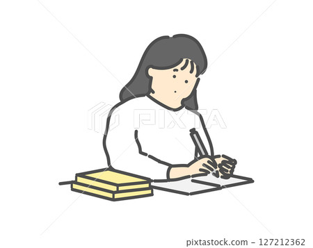 Illustration of a woman studying Illustration of a woman studying 127212362