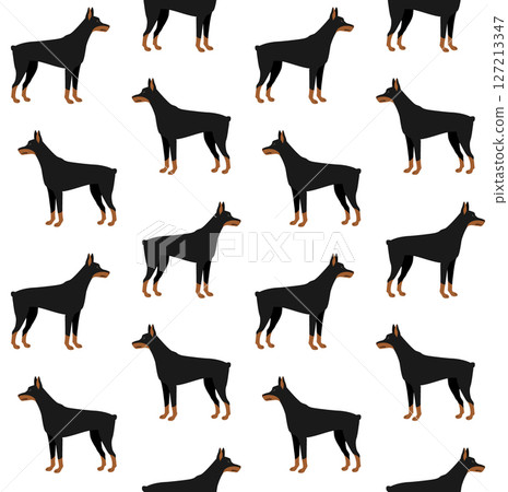 Vector seamless pattern of flat doberman dog 127213347