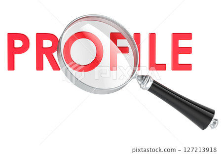 Profile search concept with magnifying glass, 3d rendering Profile search concept with magnifying glass, 3d rendering 127213918