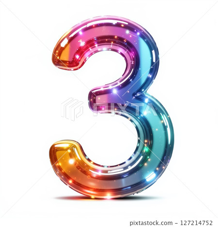 Beautiful number 3 on a white background. 127214752