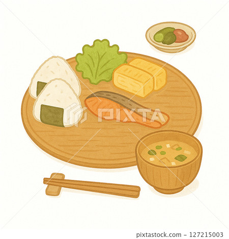 各種味噌湯和蔬菜的插圖素材 127215003