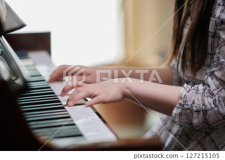 一位年輕的女士彈鋼琴 一位年輕的女士彈鋼琴 127215105