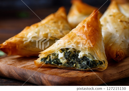 Golden Spinach Cheese Pastry Triangles Golden Spinach Cheese Pastry Triangles 127215130
