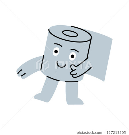 Cheerful toilet paper character giving a thumbs-up with a confident smile. Vector illustration. 127215205