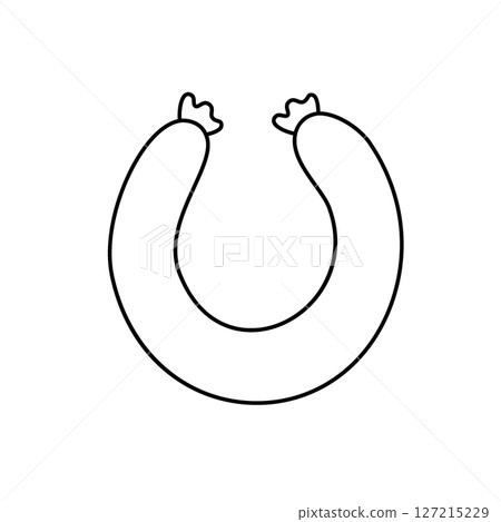 Frankfurters sausage outline symbol. Butchery sausages menu. Vector illustration. Frankfurters sausage outline symbol. Butchery sausages menu. Vector illustration. 127215229