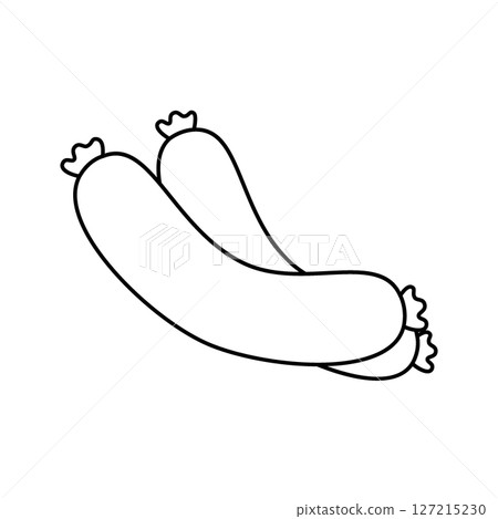 Frankfurters sausages outline symbol. Butchery sausages menu. Vector illustration. 127215230