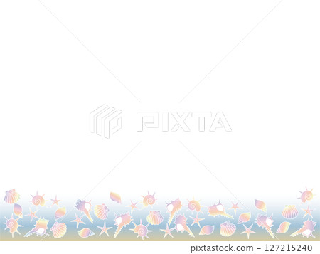 Pastel rainbow colored seashell background frame illustration Pastel rainbow colored seashell background frame illustration 127215240