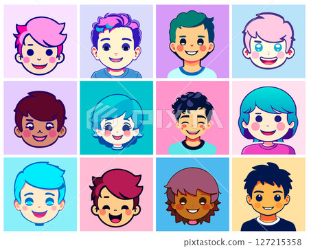 Avatars in the shape of boys heads 127215358