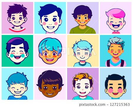 Avatars in the shape of boys heads 127215363