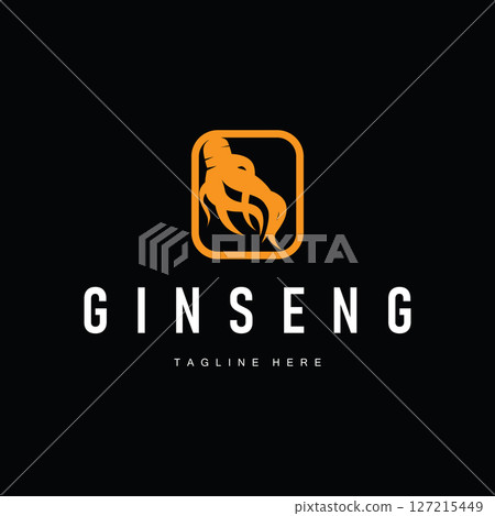Ginseng logo design concept of natural herbal plant logo from nature with ginseng silhouette as symbol illustration template 127215449