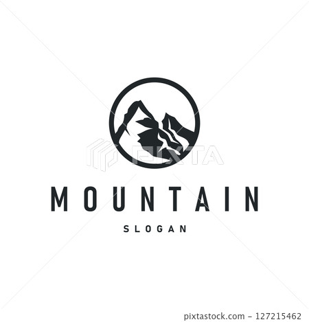 mountain logo concept minimalist design simple natural mountains with a simple minimalist black silhouette as a brand template symbol and template illustration 127215462