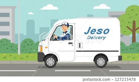 Efficient delivery! Delivery vans roaming the streets Efficient delivery! Delivery vans roaming the streets 127215478